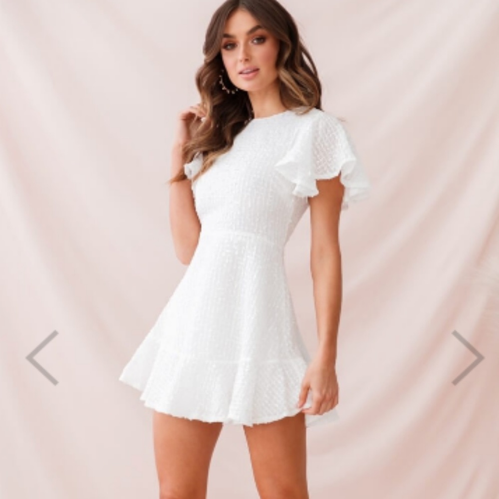 Ruffle Sleeve White Dress